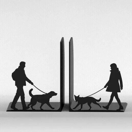 Dog Walkers Bookends. Bookends for Book Lovers. Good Readers, Books