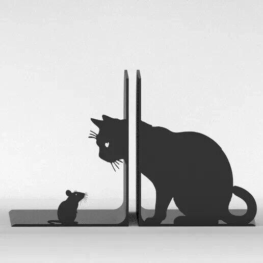 Cat & Mouse Bookends. Bookends for Book Lovers. Good Readers, Books
