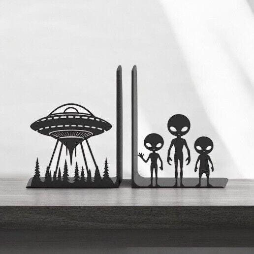 The Visitors Bookends for your bookshelf. Really Cute Bookends.