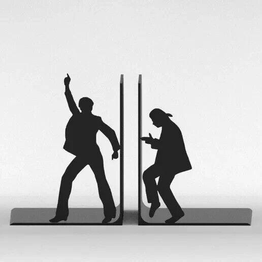 Travolting Bookends for your bookshelf. Really Cute Bookends.