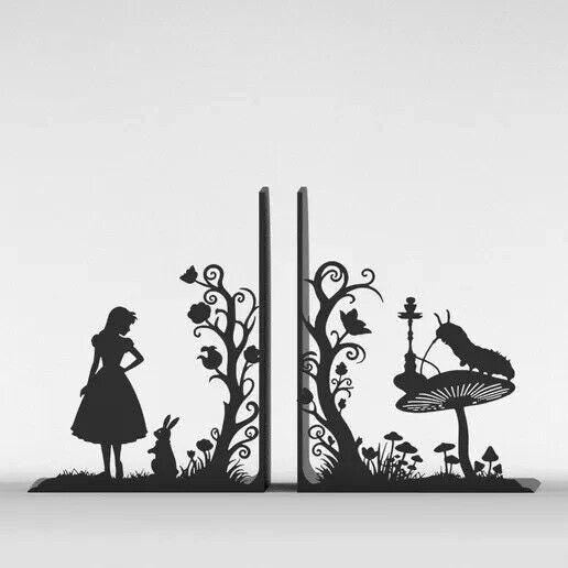 Alice Bookends for your bookshelf. Really Cute Bookends.