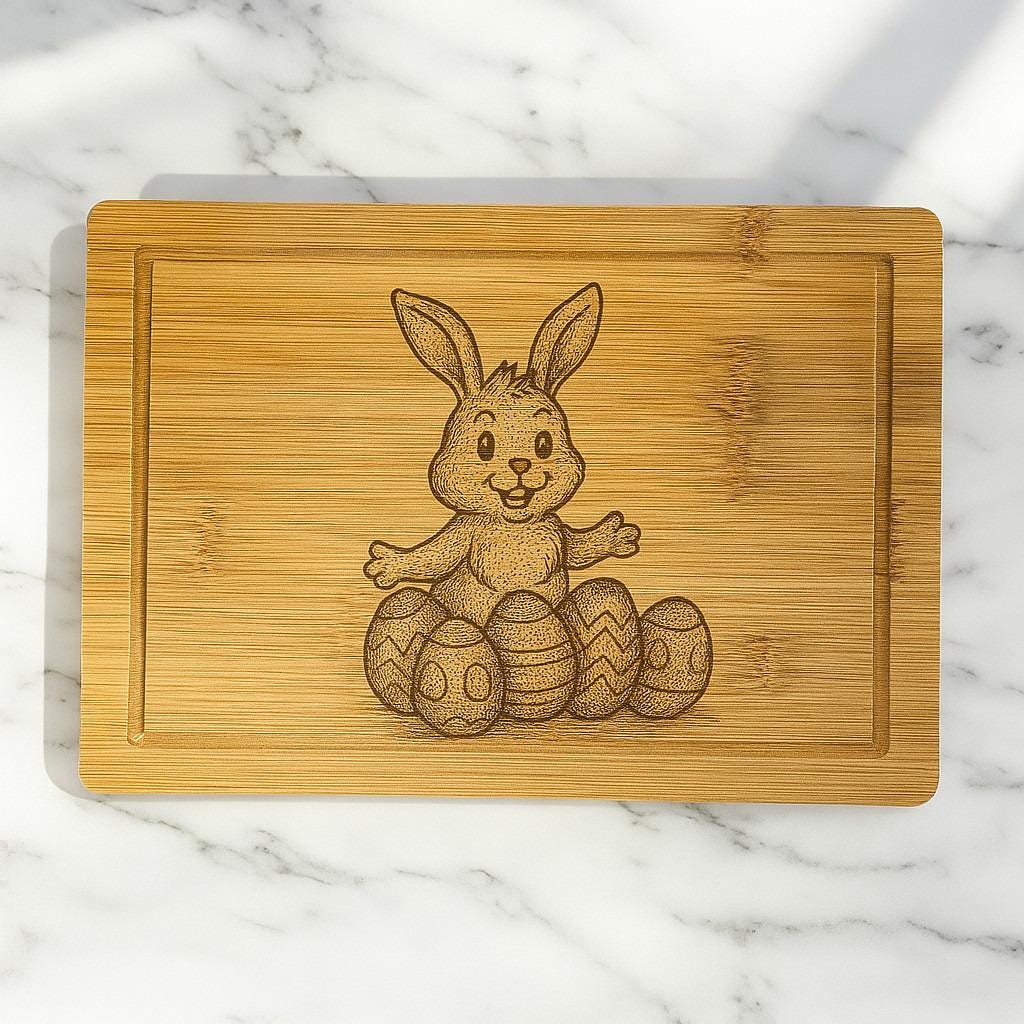 Easter Bunny Engraved Bamboo Cutting Board