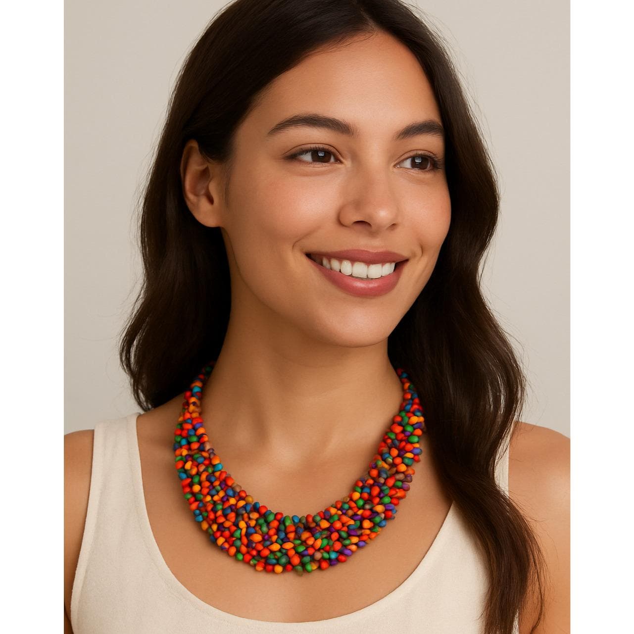 Handmade Multicolor Chunky Beaded Necklace – Boho Statement Jewelry for Women
