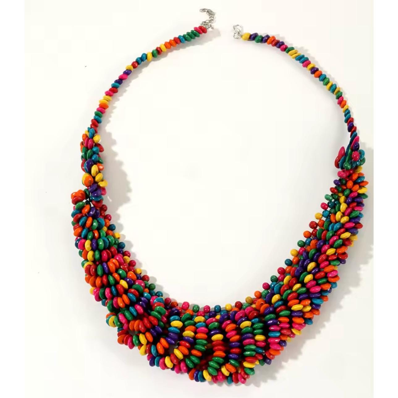 Handmade Multicolor Chunky Beaded Necklace – Boho Statement Jewelry for Women