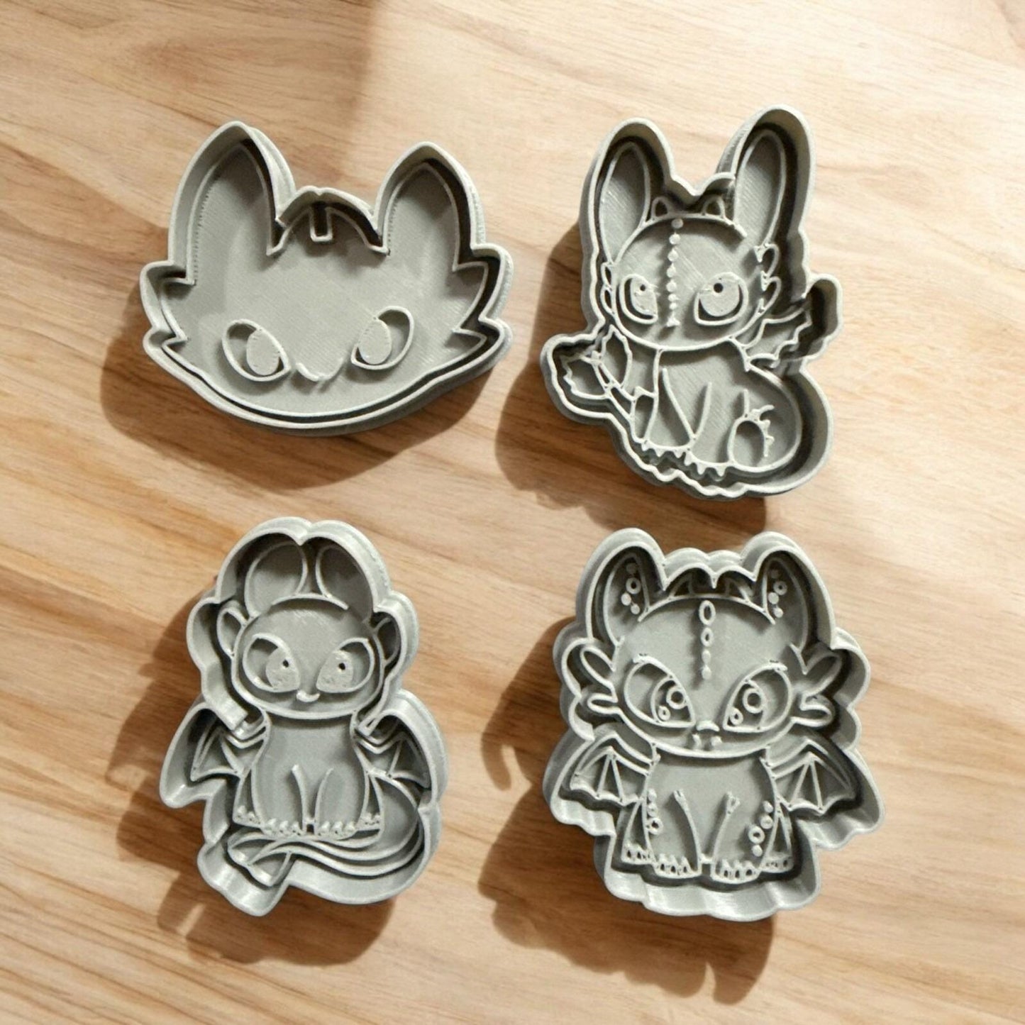 Cute Dragon Cookie Cutter Set 4– Kawaii Style 3D Printed Baking Mold