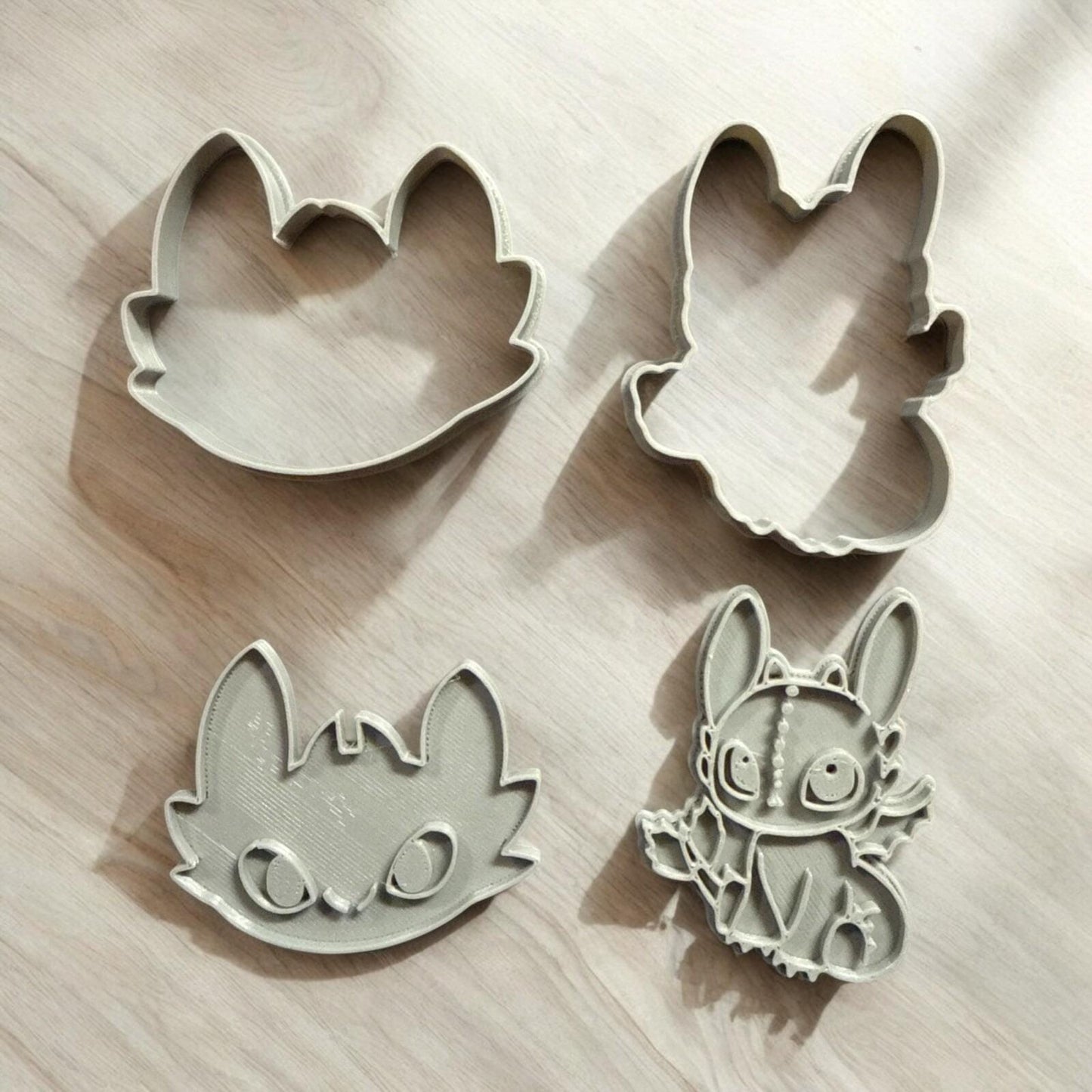 Cute Dragon Cookie Cutter Set 4– Kawaii Style 3D Printed Baking Mold