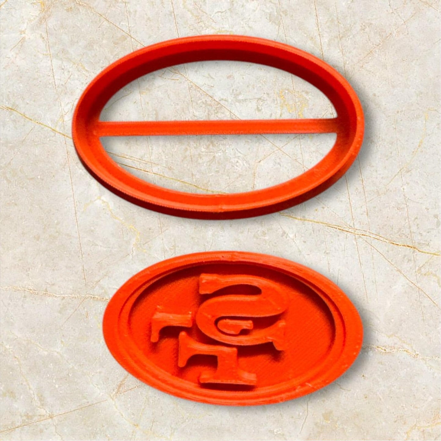Oval Monogram Cookie Cutter – Retro Sports-Inspired Letter Design for Game Day Treats