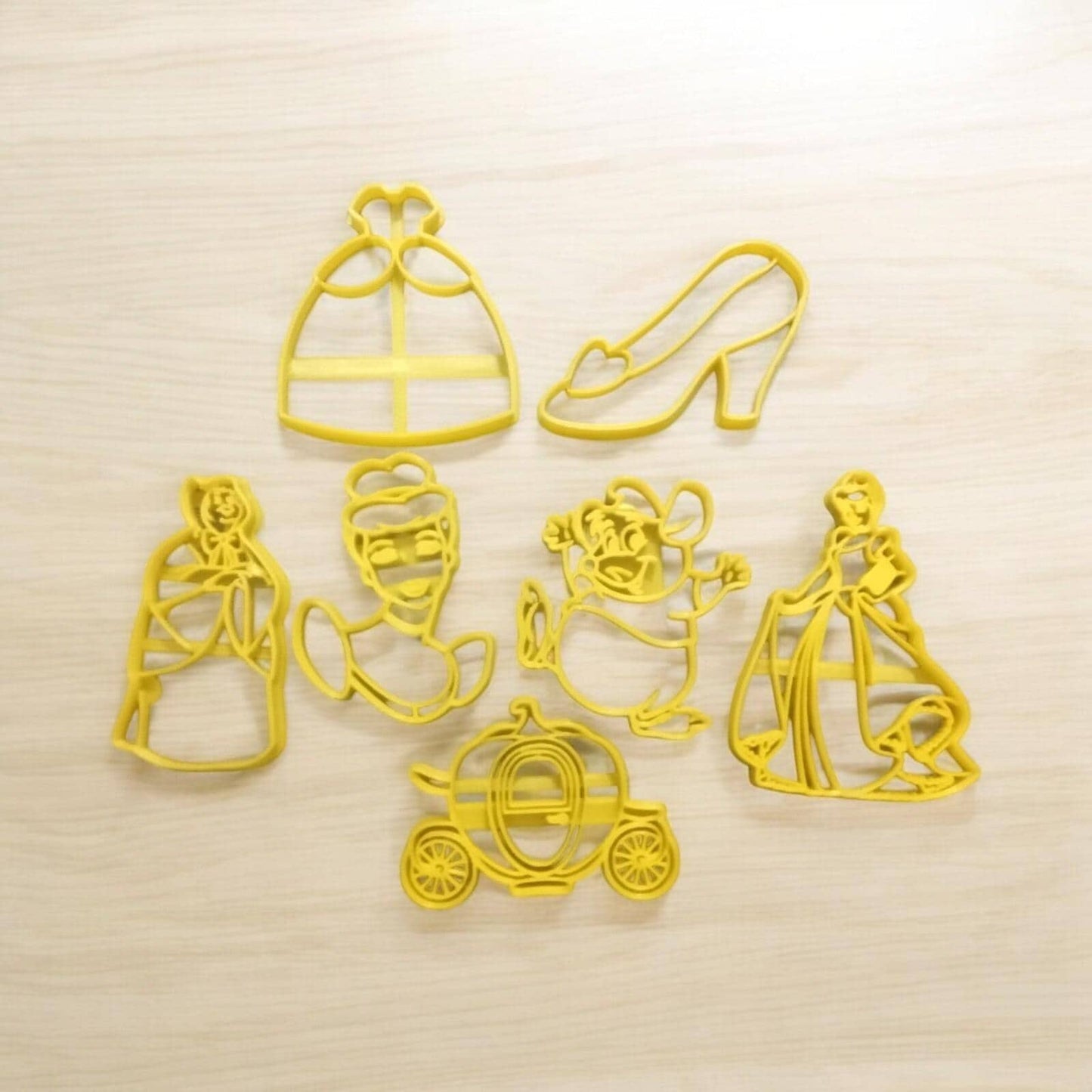 Fairy Tale Princess Cookie Cutter Set – Dress, Shoe, Mice & Carriage – 3D Printed Baking Tools