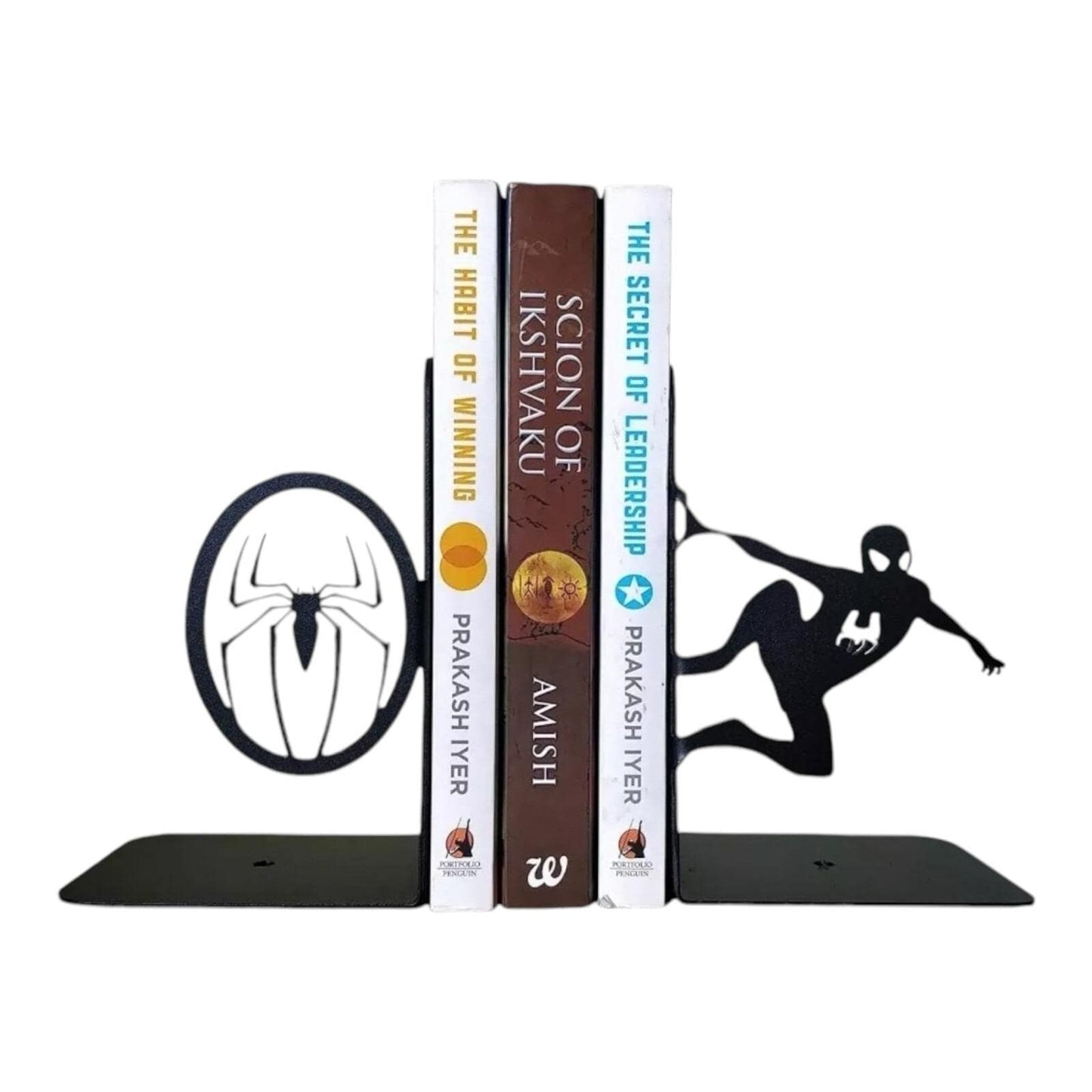 Web Hero Bookends – Superhero Metal Book Holder for Kids & Comic Lovers – Sturdy Shelf Organizer