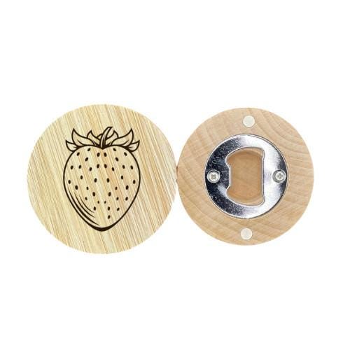 Strawberry Engraved Wooden Bottle Opener – Cute Kitchen & Bar Gift