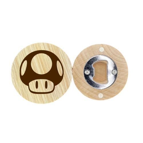 1-Up Mushroom Engraved Wooden Bottle Opener – Retro Gamer Collectible