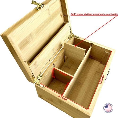 Bamboo Wooden Storage Box with Lock and Tray – Decorative Keepsake Organizer
