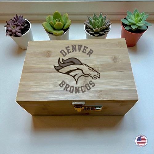 Football Star Text Logo Bamboo Storage Box with Combo Lock & Tray – Wooden Keep
