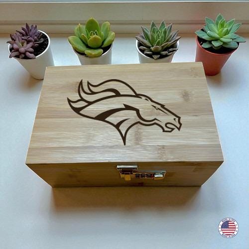 Pro Football Star Text Logo Stash Box – Bamboo Box with Combo Lock & Tray