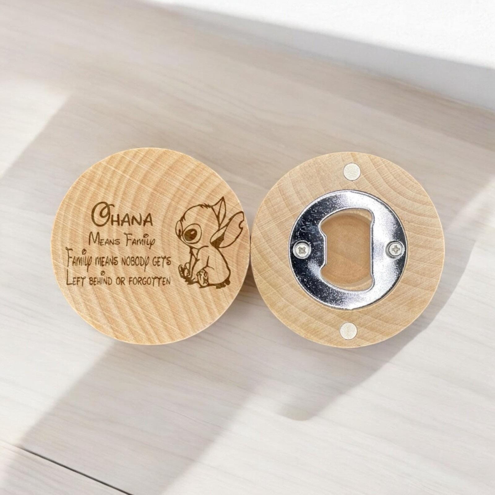 Blue Alien Engraved Bottle Opener – Cute Ohana-Inspired Gift for Family & Friends