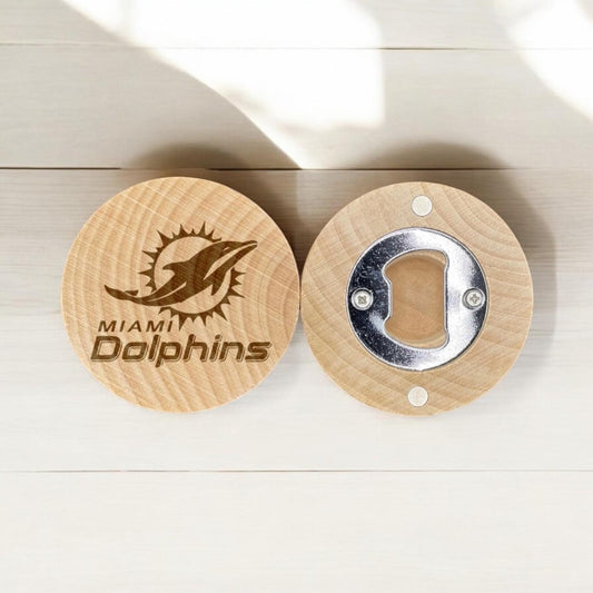 Tropical Football Engraved Bottle Opener – Aqua & Orange Gift for Sports Fans