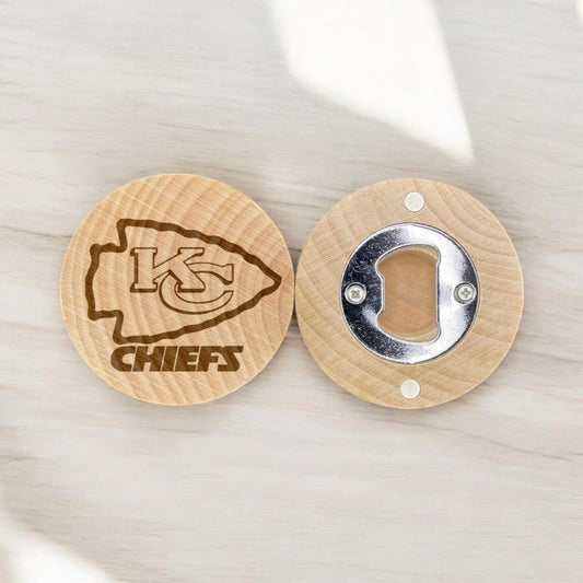 Red & Gold Football Engraved Bottle Opener – Game Day Gift for Sports Fans