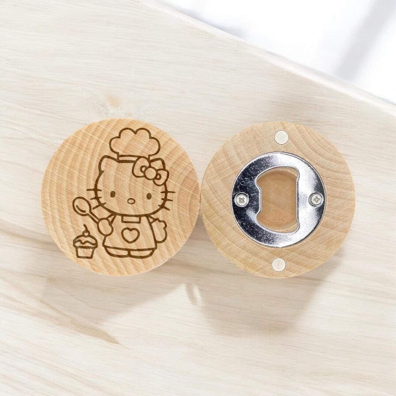 Cute Bow Kitty Chef Engraved Bottle Opener – Adorable Kitchen Gift