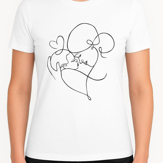 Mother and Baby Line Art T-Shirt – Minimalist One-Line Drawing for Mother’s Day, Heartfelt Mom Gift