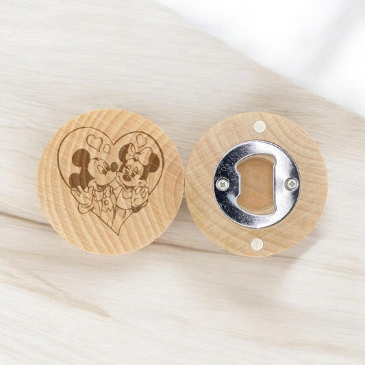 Sweetheart Mice Engraved Bottle Opener – Romantic Gift for Vintage Cartoon Fans