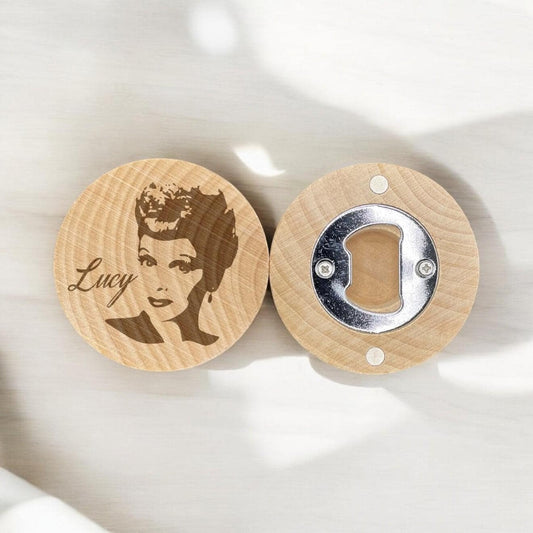 Redhead Starlet Engraved Bottle Opener – Retro TV-Inspired Gift for Classic Comedy Fans