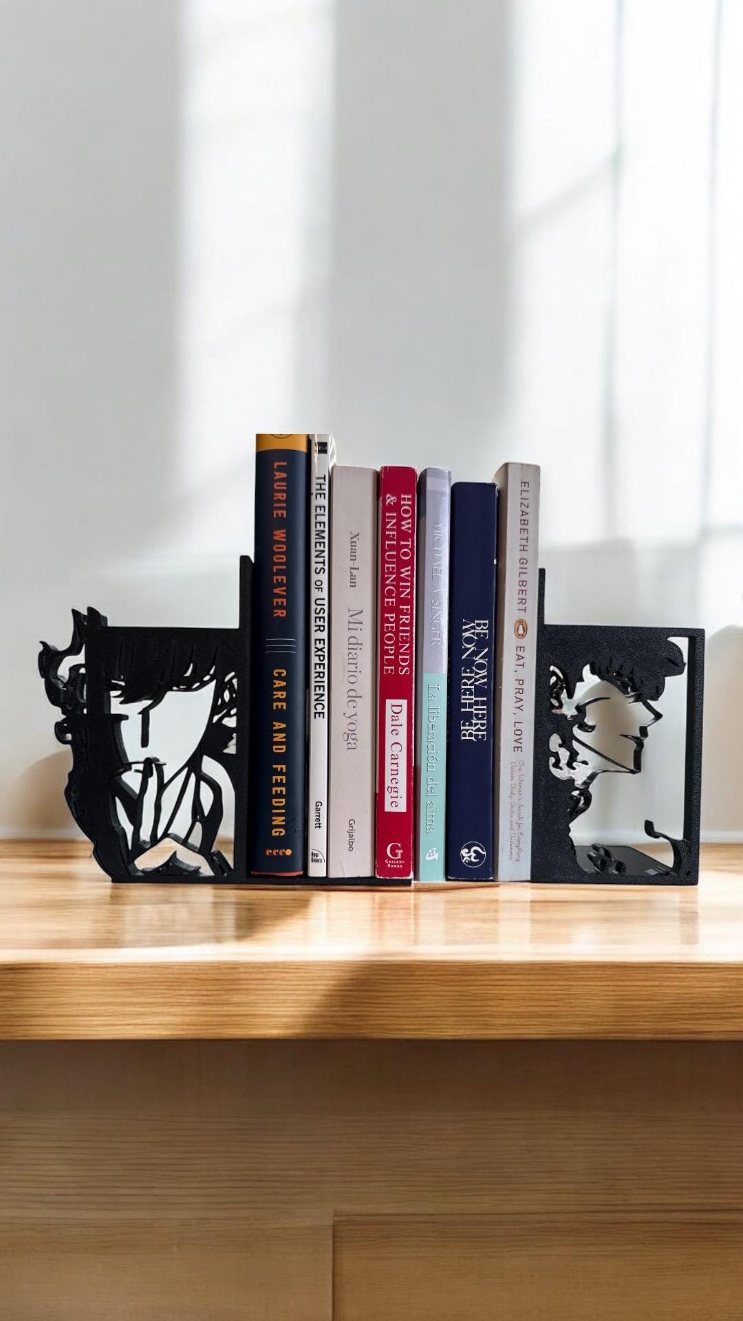 Shadow Hunter Inspired Bookends. Anime Silhouette Shelf Decor for Fantasy Manga Fans
