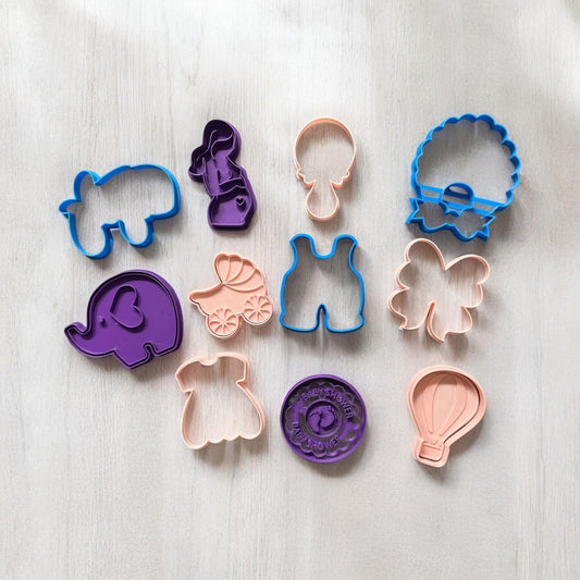 Baby Shower Cookie Cutter Set – 11-Piece Set with Cute Animal, Clothes & Balloon Shapes