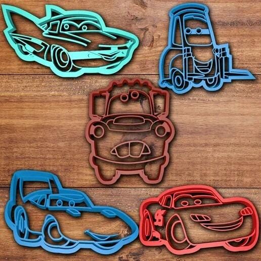 Racing Car Cookie Cutter Set – 5 Piece 3D Printed Multicolor