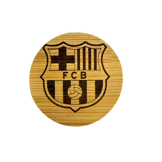 Engraved Bamboo Coaster – Soccer Crest Design for Football Fans