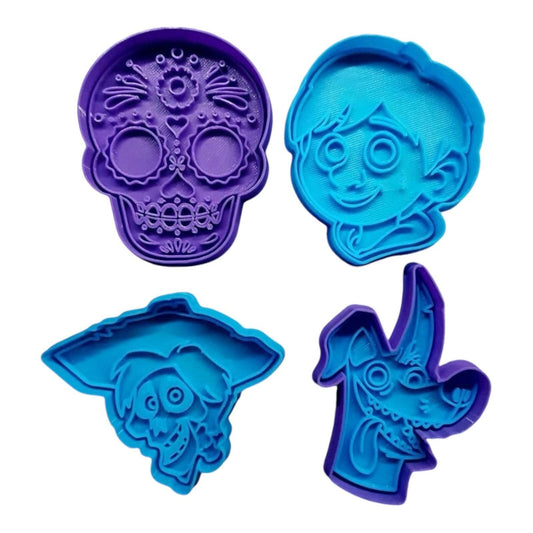 Día de los Muertos Cookie Cutter Set – 4-Piece Sugar Skull & Fantasy Character Shapes