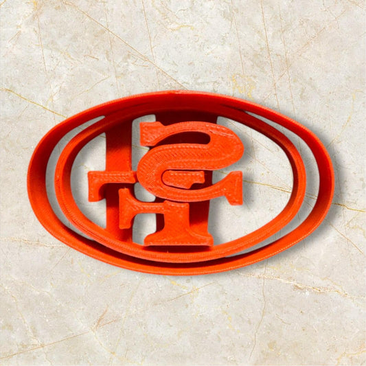 Oval Monogram Cookie Cutter – Retro Sports-Inspired Letter Design for Game Day Treats
