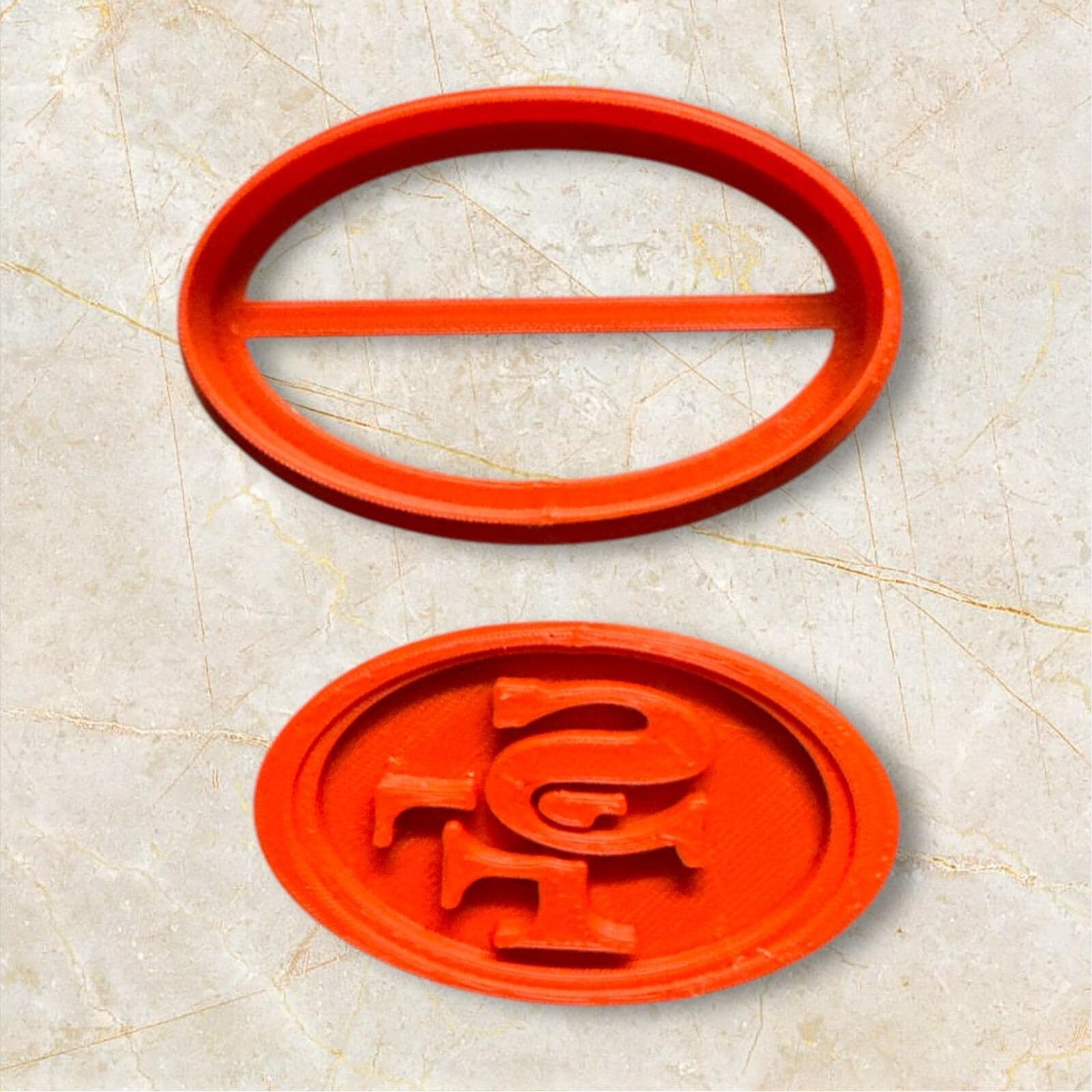 Oval Monogram Cookie Cutter – Retro Sports-Inspired Letter Design for Game Day Treats