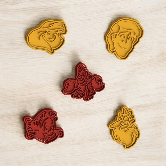 Underwater Royalty Cookie Cutter Set – 5 Multicolor Sea Character Designs, 3D Printed, 3.5"