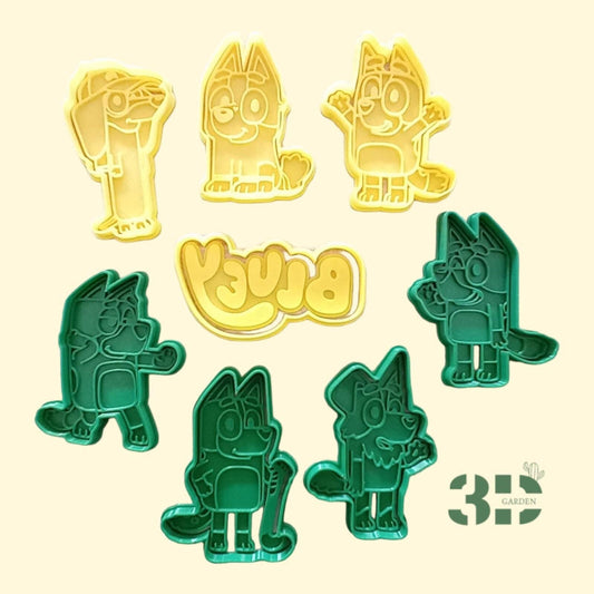 Cartoon Puppy Family Cookie Cutter Set – 9 Piece Playful Dog Characters, 3D Printed