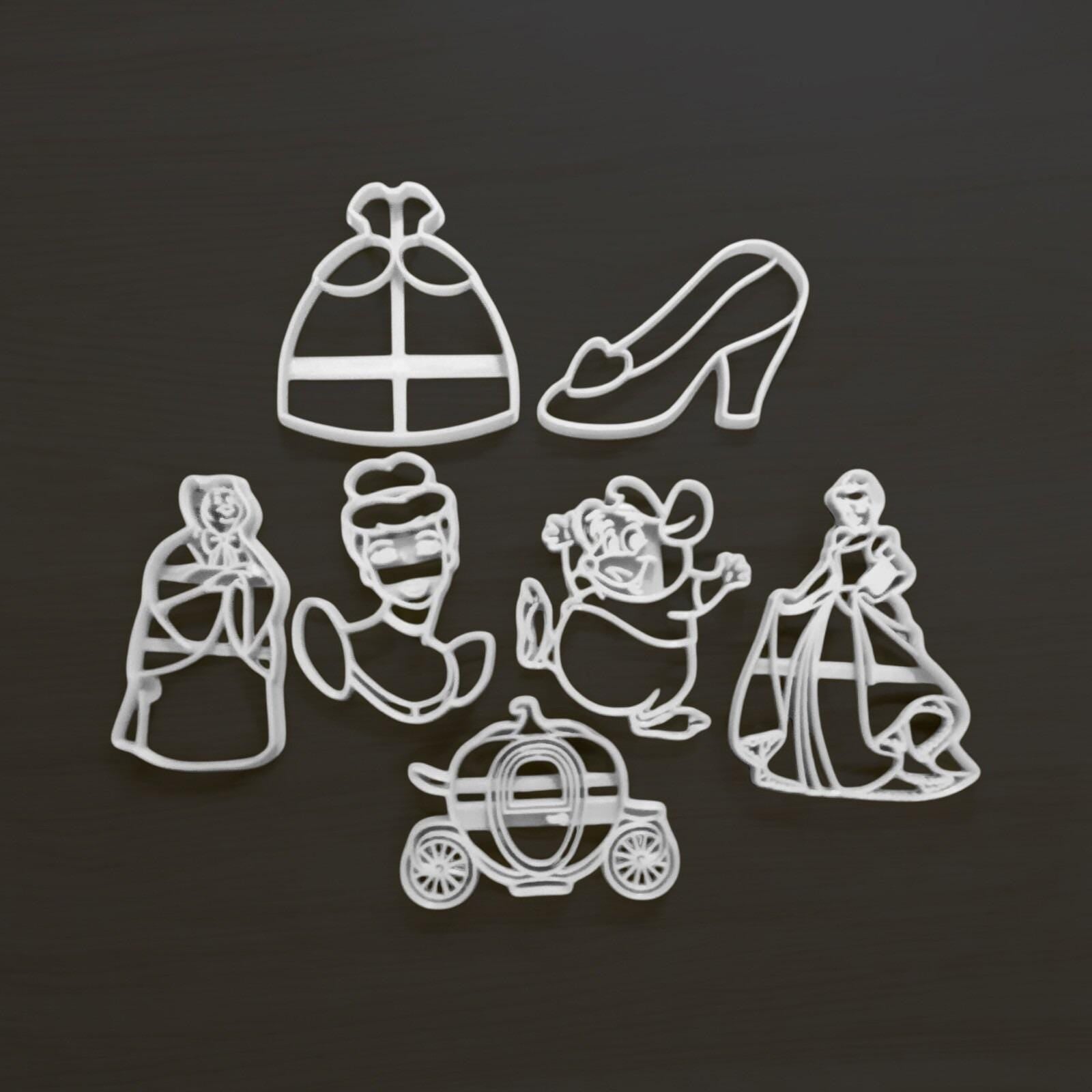 Fairy Tale Princess Cookie Cutter Set – Dress, Shoe, Mice & Carriage – 3D Printed Baking Tools