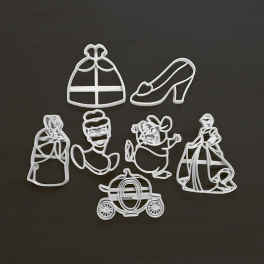 Fairy Tale Princess Cookie Cutter Set – Dress, Shoe, Mice & Carriage – 3D Printed Baking Tools