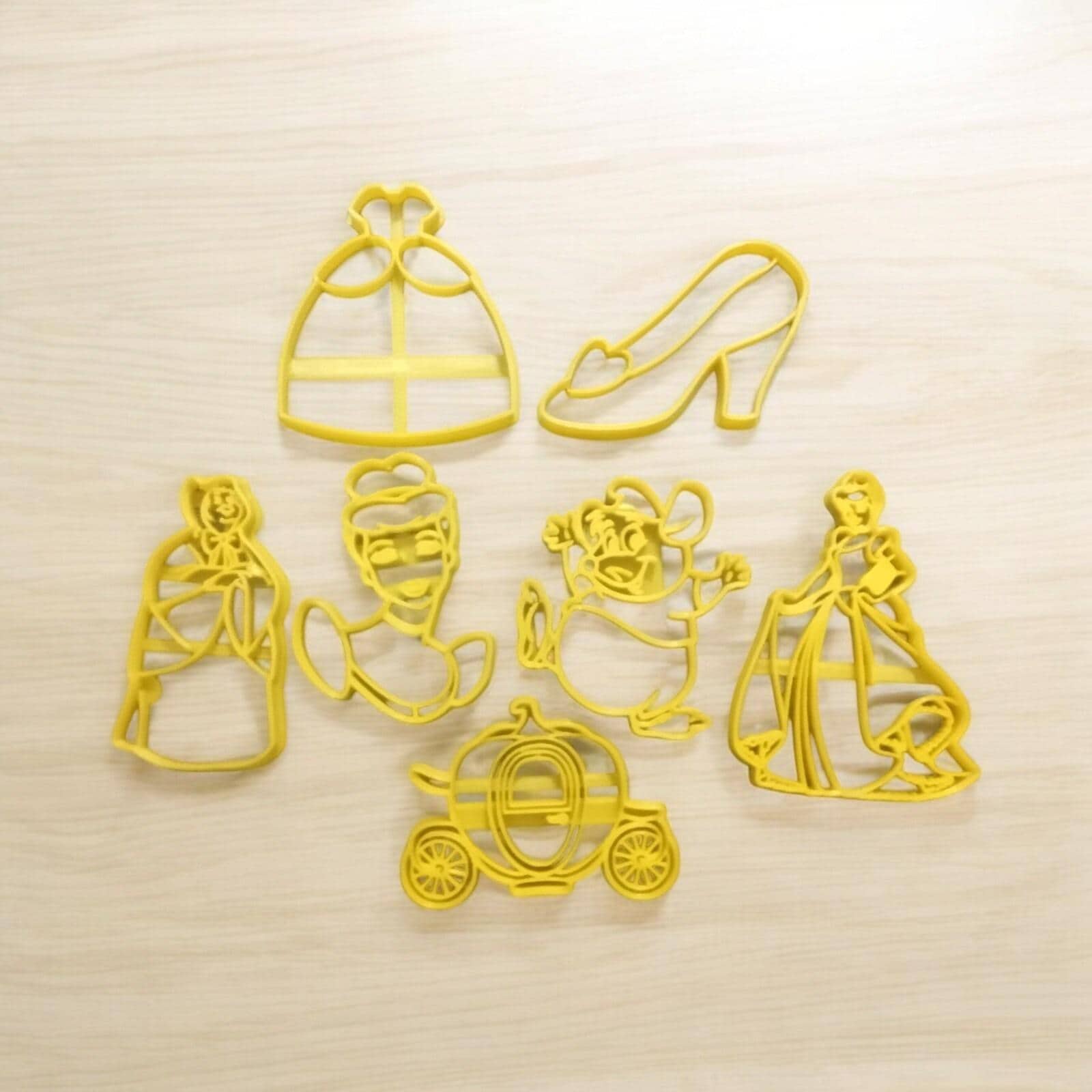 Fairy Tale Princess Cookie Cutter Set – Dress, Shoe, Mice & Carriage – 3D Printed Baking Tools
