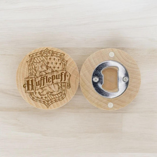 Wooden Bottle Opener – Round Magnetic Opener with Badger Crest Engraving