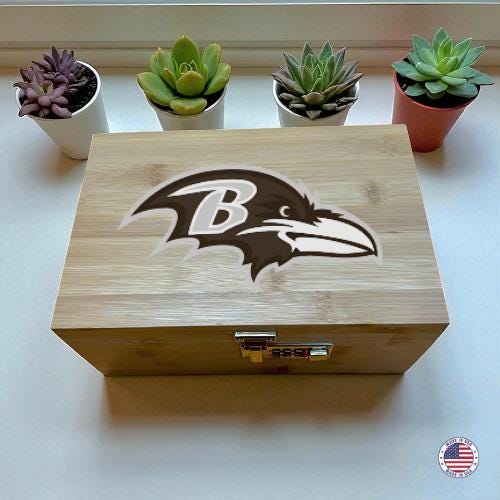 Pro Football Team Style Bamboo Decorative Storage Box with Lock & Tray – Wooden Organizer