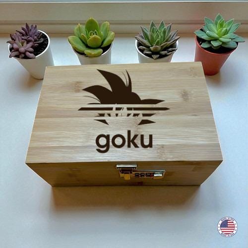 Manga Warrior Logo Bamboo Storage Box with Lock & Tray – Decorative Wooden Organizer