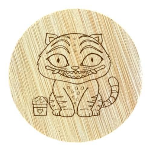 Laser Engraved Bamboo Bottle Opener– Cute Cat with Gift Box Design