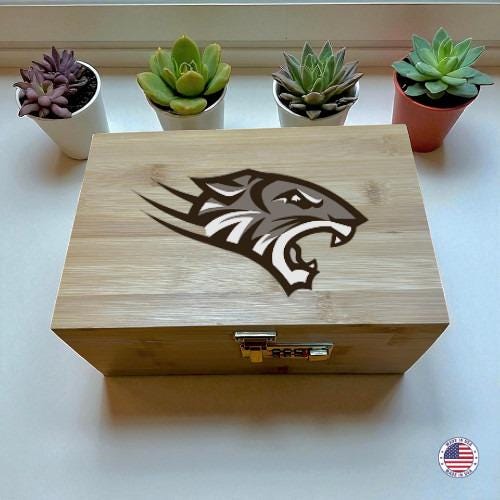 Football Sports Design Bamboo Storage Box with Lock & Tray – Wooden Organizer