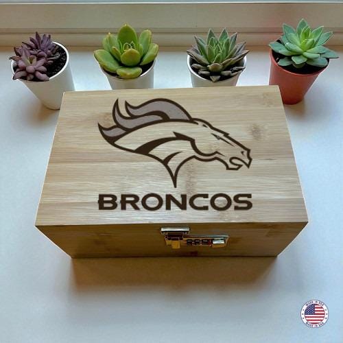 Football Star Logo Bamboo Decorative Storage Box with Lock & Tray – Wooden Keepsake Organic