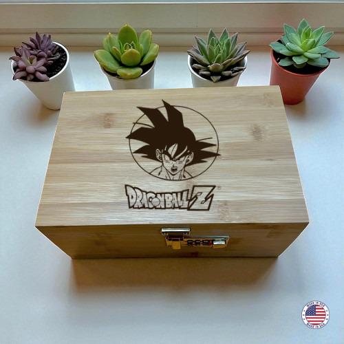 Anime-Inspired Hero Face Bamboo Storage Box with Lock & Tray – Wooden Gift Box